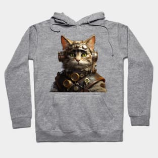 Steam and Whiskers: The Steampunk Cat Art Hoodie